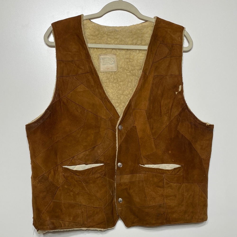 Vintage Made in Mexico Genuine Leather Vest with Acrylic Lining